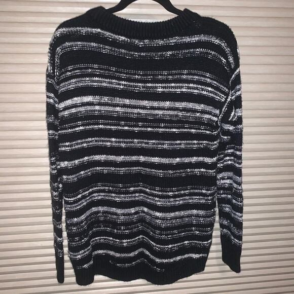 Calvin Klein Stripe Chunky Cozy Core Sweater Black White Soft Womens Med. - Picture 3 of 4